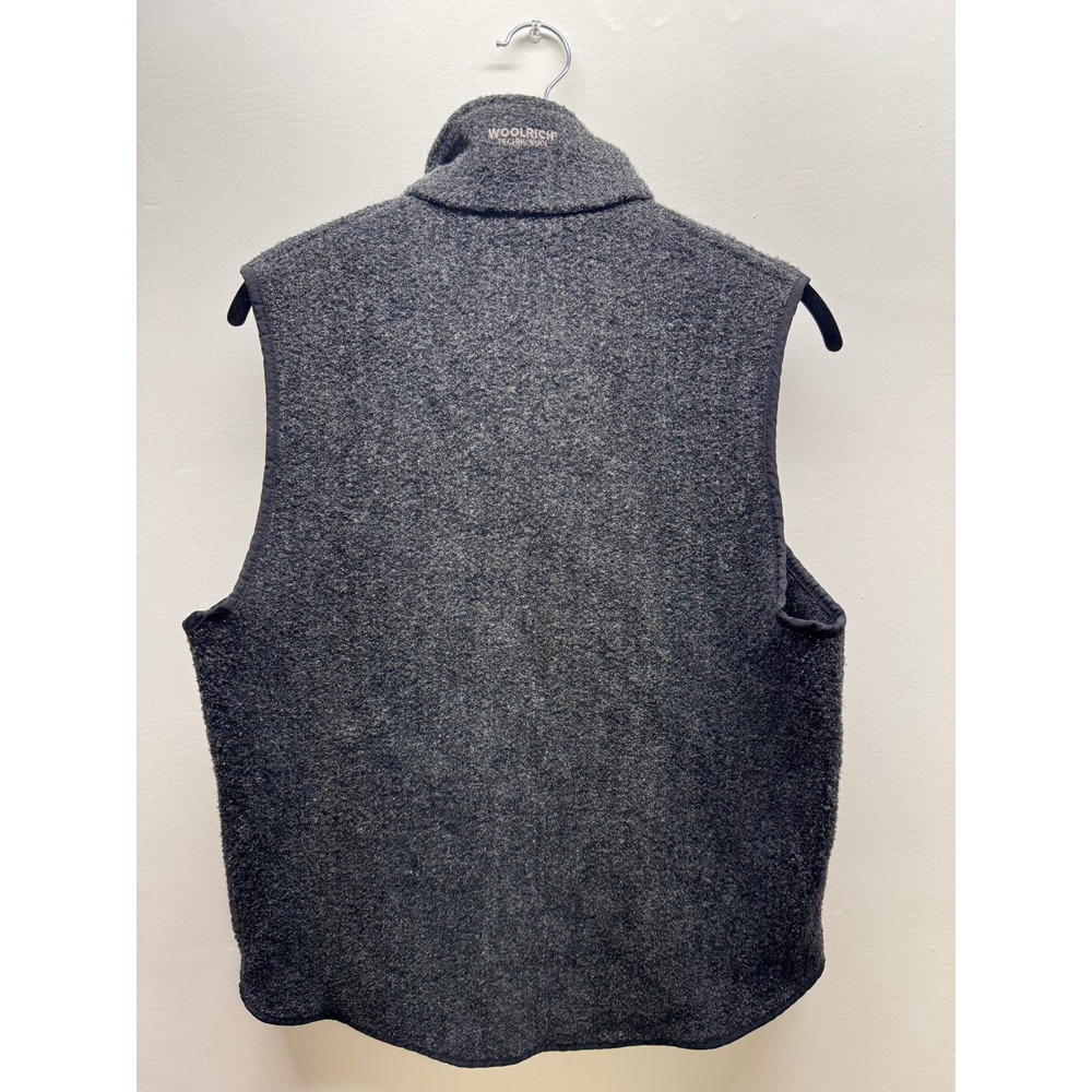 Woolrich TechnoWool Vest Womens S Dark Gray Full Zip Sleeveless Knit Stripe Trim - Picture 7 of 8